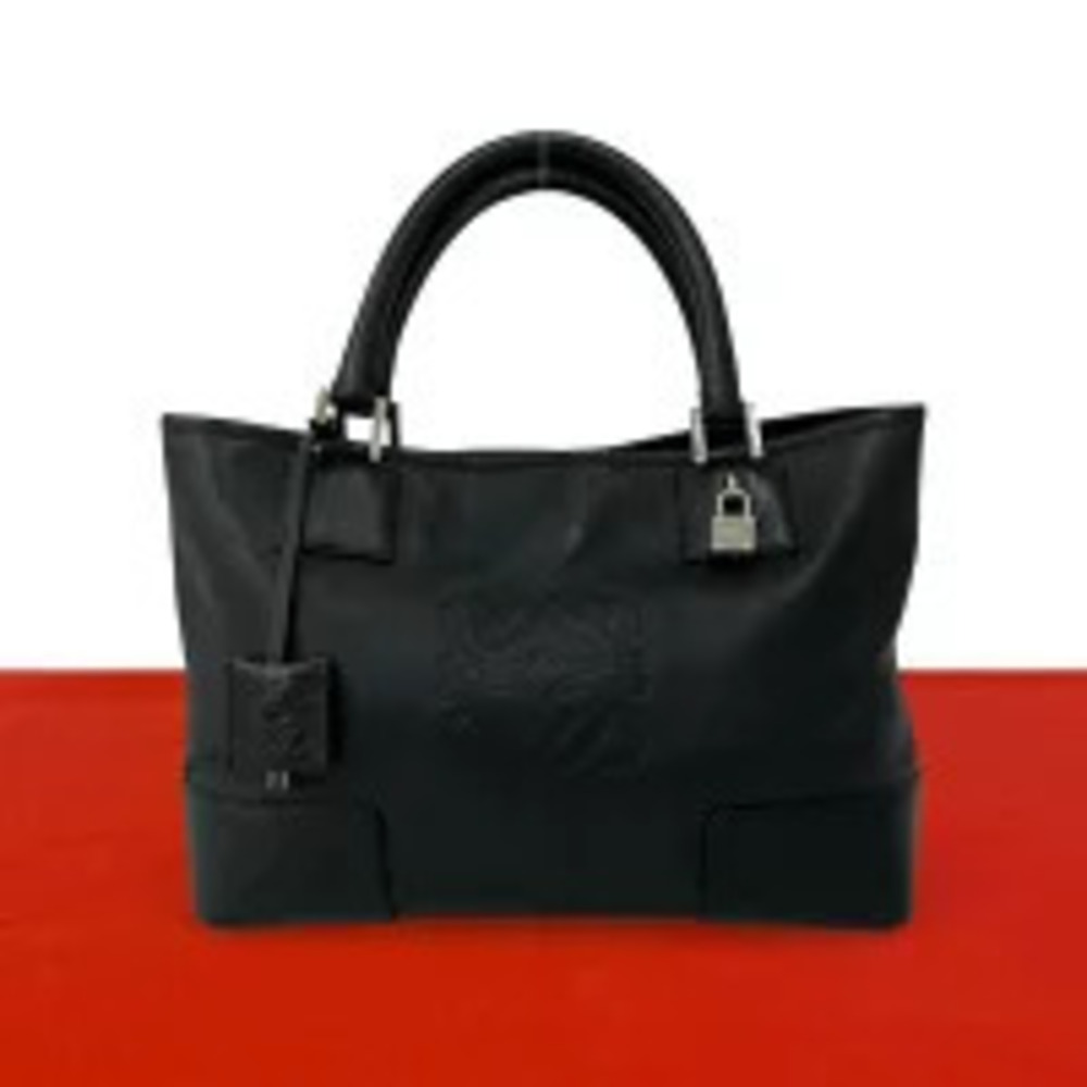 Loewe Anagram Leather Tote Bag Key Padlock Black